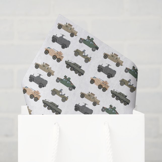 Papier de soie Véhicules Militaires, Découpage de  (Sac cadeau)