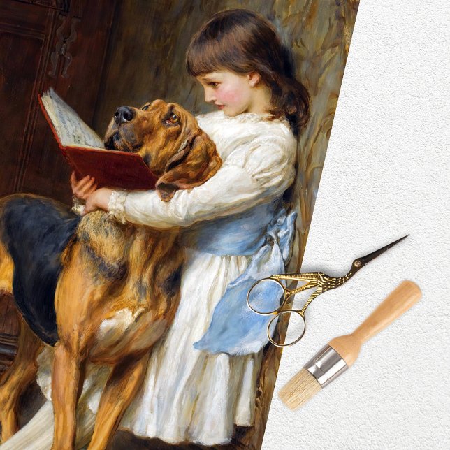 Papier de soie vintage fille chien (Créateur téléchargé)
