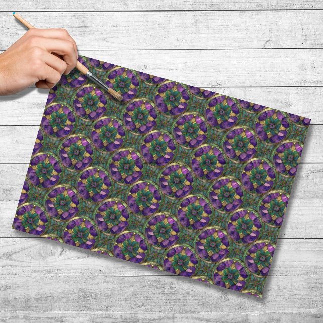 Papier de soie vitrail violet, vert, or (Créateur téléchargé)