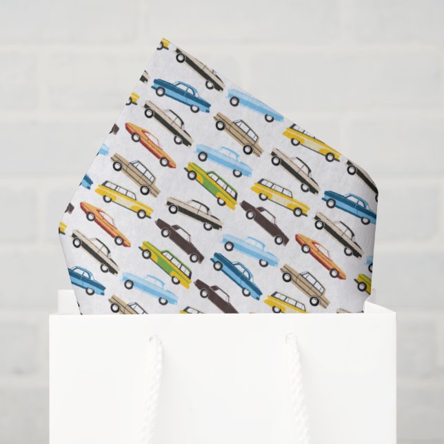 Papier de soie Voitures Anciennes  (Sac cadeau)