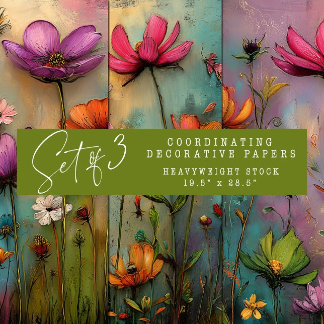 PAPIER DÉCORATIF FLORAL VIBRANT (VIBRANT SURREAL FLORAL DECORATIVE PAPER SET)