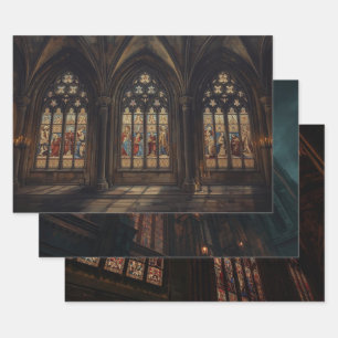 Papier Découpage de Fenêtre de Cathédrale Gothique