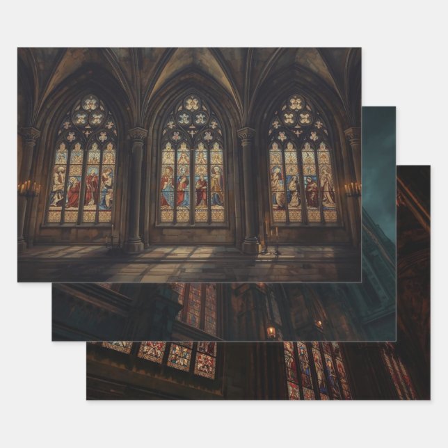 Papier Découpage de Fenêtre de Cathédrale Gothique (Lot)