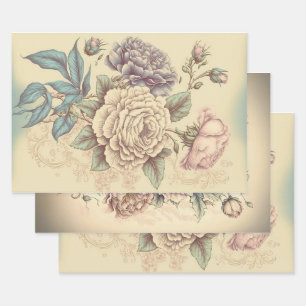 Papier Découpage Floral - Style Vintage