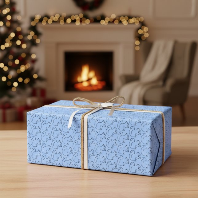 Papier d'écureuil chic (Whimsical Charm Periwinkle Squirrel Gift Wrap)