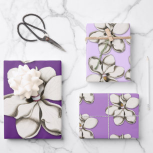 Papier d'emballage à motif de fleurs de magnolia d