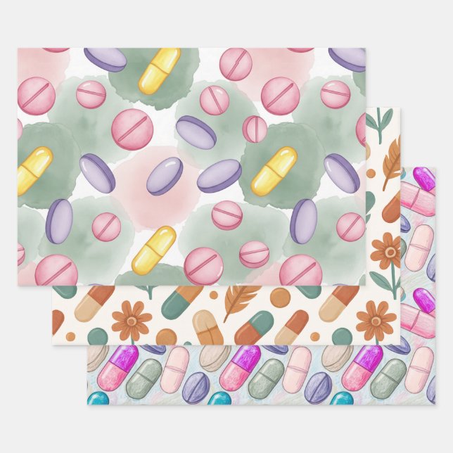 Papier d'emballage à plumes Boho de pharmacien pil (Lot)