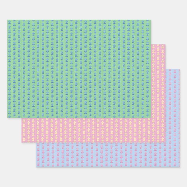 Papier d'emballage à rayures avec impression en bl (Lot)
