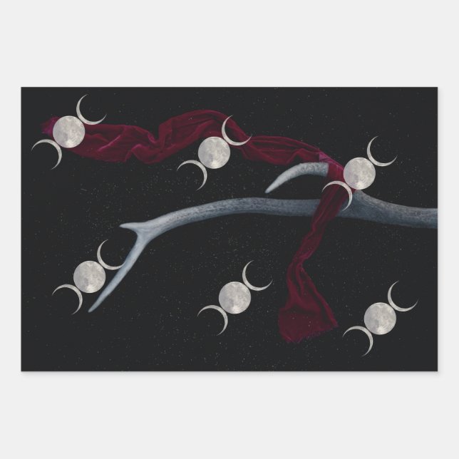 Papier d'emballage à trois lunes de Witchy Woods (Devant)