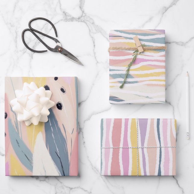 Papier d'emballage Abstrait moderne Jeu de feuille (Recto)