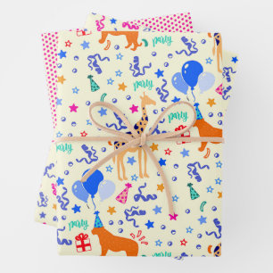 Papier d'emballage animal de la partie série de 3