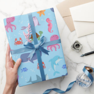 Papier d'emballage Animaux Marins, Papier Cadeau V