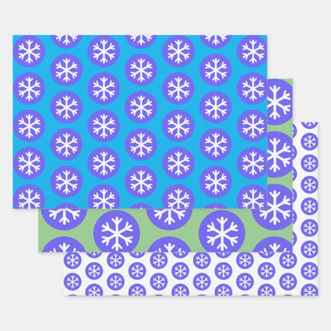 Papier d'emballage Art et points de flocon de neig (Lot)