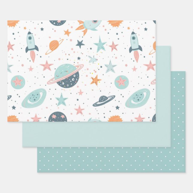 Papier d'emballage Astronaute Feuille Plate Ensemb (Lot)