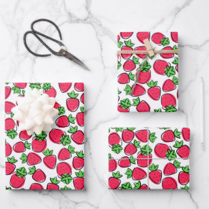 Papier d'emballage aux fraises, papier cadeau aux