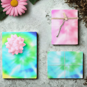 Papier d'emballage aux motifs tie-dye arc-en-ciel