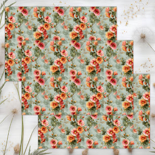 PAPIER D'EMBALLAGE AUX ROSES TRESSES ROSE ET ROSE