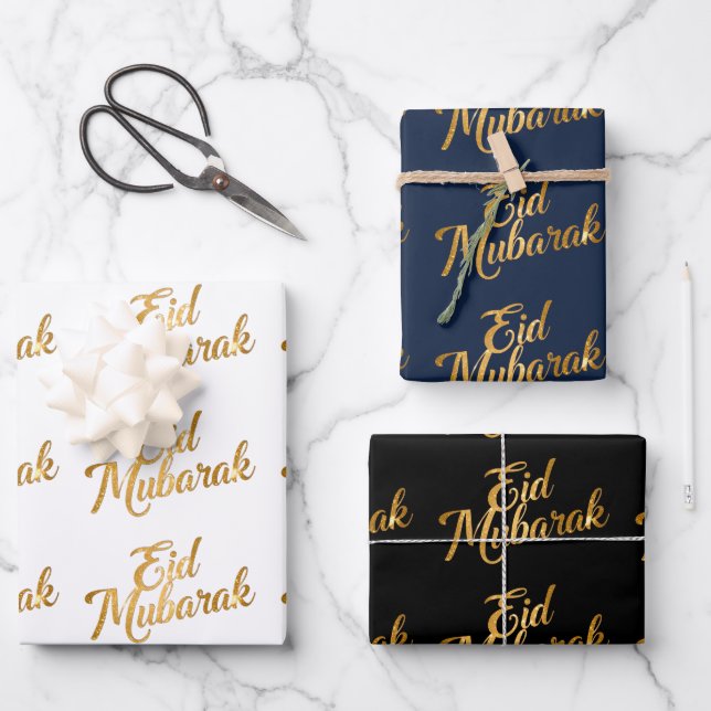 Papier d'emballage blanc « Eid Moubarak »  (Recto)