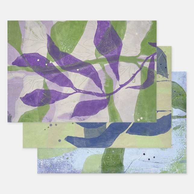 Papier d'emballage botanique feuille plate ensembl (Lot)