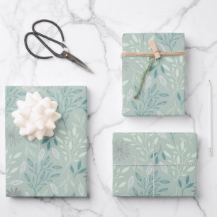 Papier d'emballage botanique vert Feuille plate en