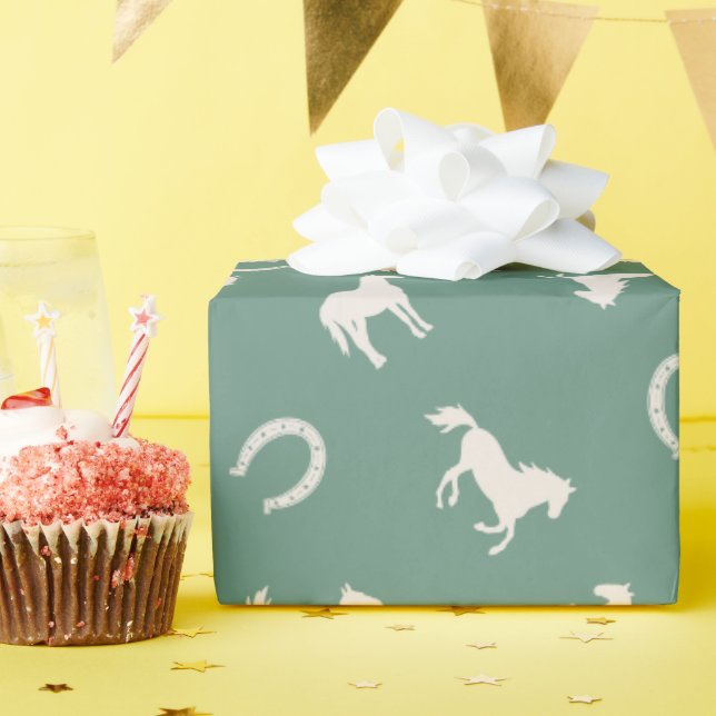 Papier d'emballage cadeau Cheval et Fer à Cheval É (Fête d'anniversaire)