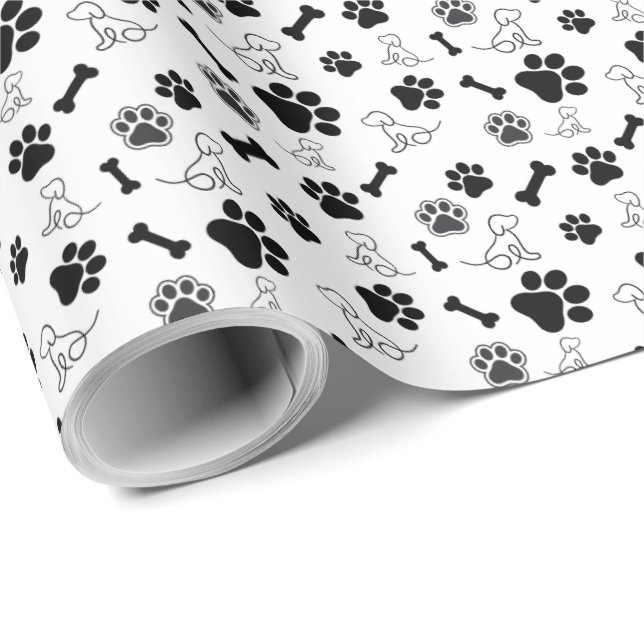 Papier d'emballage cadeau Chien Pattes (Coin rond)