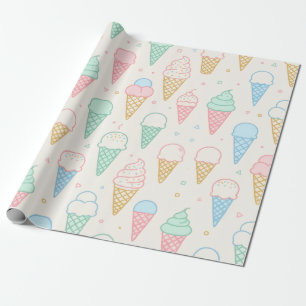 Papier d'emballage cadeau Cône de glace pastel