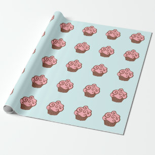 Papier d'emballage cadeau d'anniversaire Cupcake