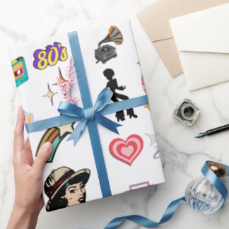 papier d'emballage cadeau d'anniversaire rétro, fa