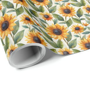 Papier d'emballage cadeau d'anniversaire Tournesol
