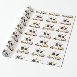 Papier d'emballage cadeau de bouledogues français