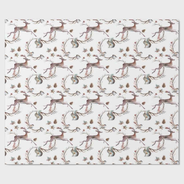 Papier d'emballage cadeau de cerfs communs de (Plat)