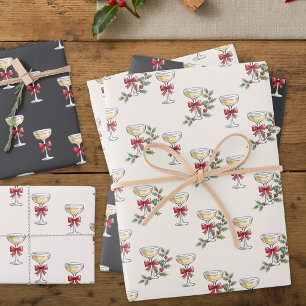 Papier d'emballage cadeau de fête de Champagne Fan