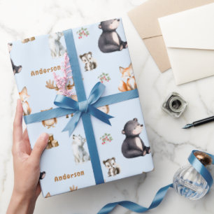 Papier d'emballage cadeau de fête prénatale bleu f