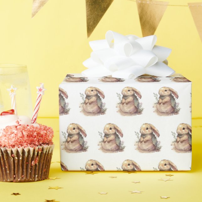 Papier d'emballage cadeau de lapin de Pâques migno (Fête d'anniversaire)