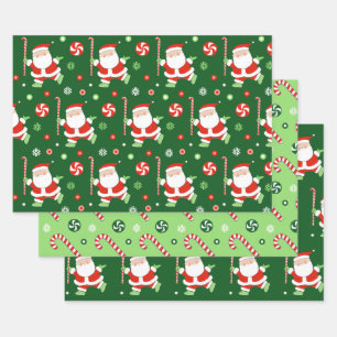 Papier d'emballage cadeau de Noël de hockey sur ga