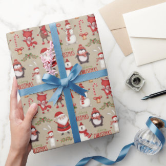 Papier d'emballage cadeau de Noël Kraft rustique