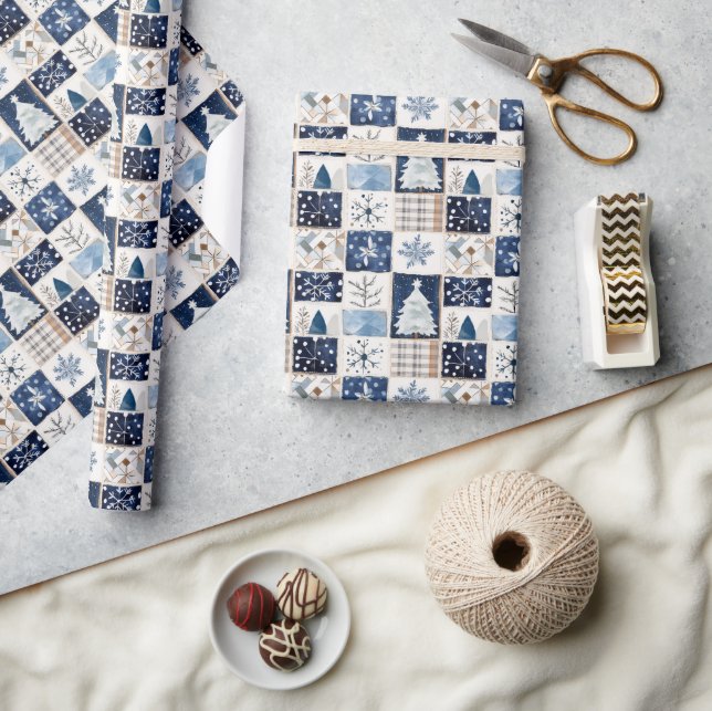 Papier d'emballage cadeau de Noël Patchwork d'hive (Artisanat)