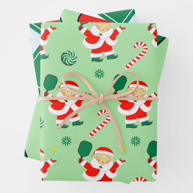 Papier d'emballage cadeau de Noël Pickleball (En situation)