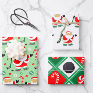 Papier d'emballage cadeau de Noël pour le hockey