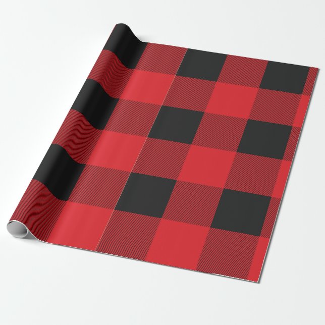 Papier d'emballage cadeau de plaid de Buffalo (Déroulé)