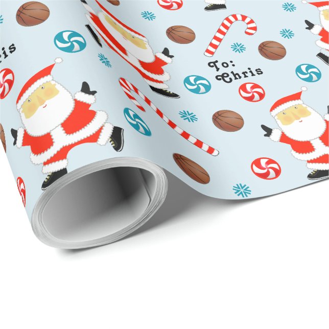 Papier d'emballage cadeau de vacances de basketbal (Coin rond)