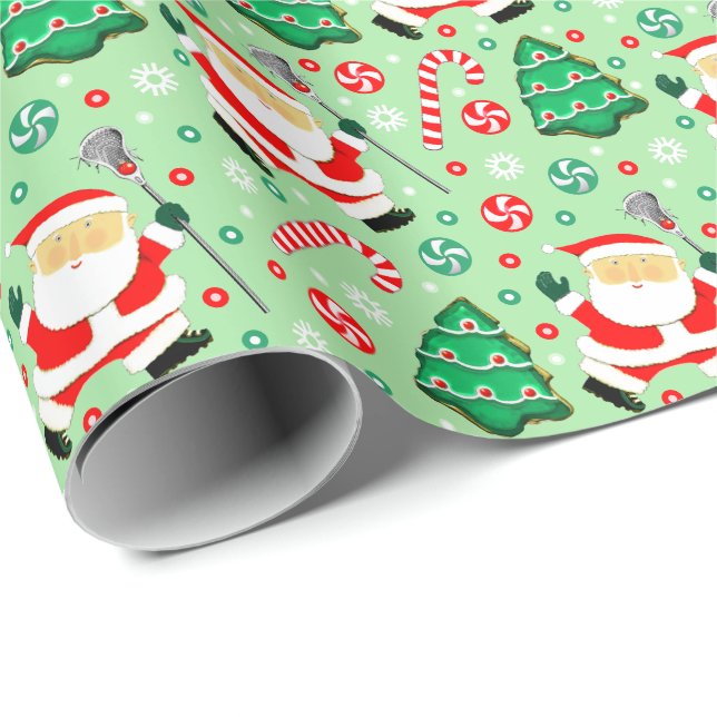 Papier d'emballage cadeau de vacances de crosse (Coin rond)
