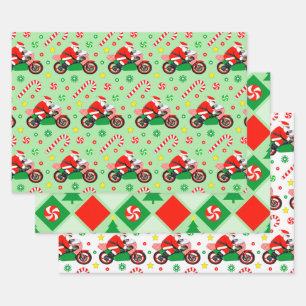 Papier d'emballage cadeau de vacances pour moto