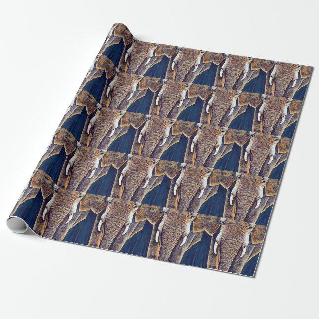 Papier d'emballage cadeau d'éléphant africain (Déroulé)