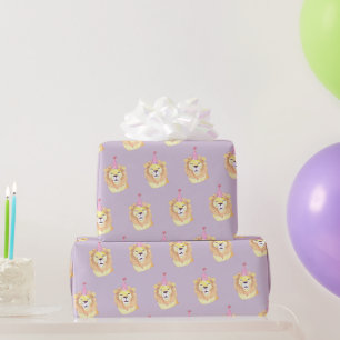 Papier d'emballage cadeau fête d'anniversaire Lion