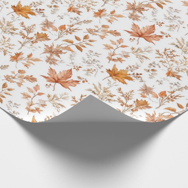 Papier d'emballage cadeau Feuilles d'Automne Rusti (Coin)