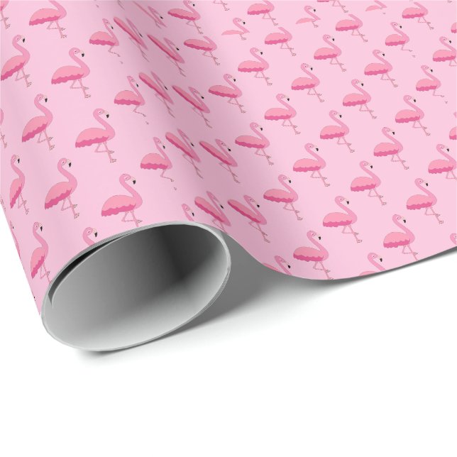 Papier d'emballage cadeau Flamant Rose Tropical (Coin rond)