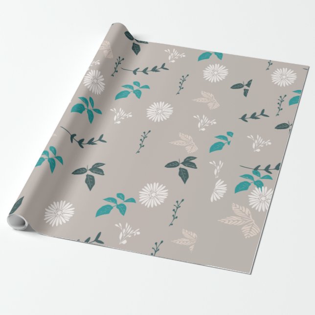 Papier d'emballage cadeau floral (Déroulé)
