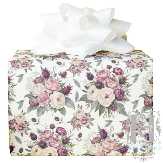 Papier d'emballage cadeau floral mauve aquarelle (Créateur téléchargé)